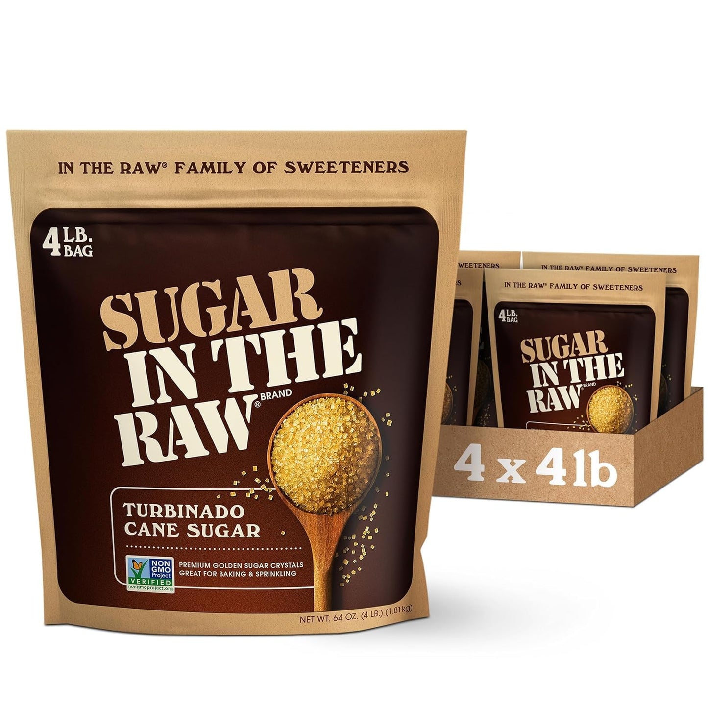 In The Raw Granulated Turbinado Cane Sugar, 2 lb Box, Pure, All-Natural Turbinado Sugar, Non-GMO Project Verified, Kosher, Vegan and Gluten Free (Pack of 12)