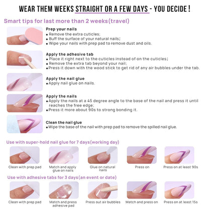 BTArtbox Press On Nails, Vanilla Cream, Short Square, Ombre Peach, 32Ct