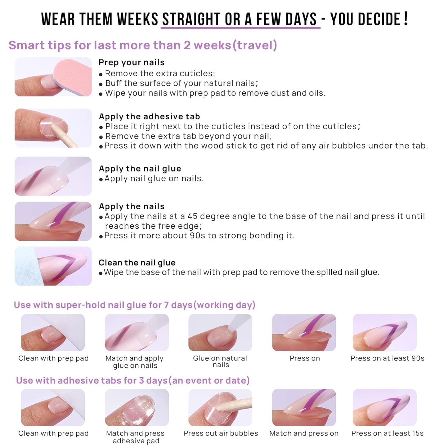 BTArtbox Press On Nails, Vanilla Cream, Short Square, Ombre Peach, 32Ct