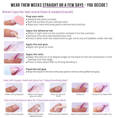 BTArtbox Press On Nails, Vanilla Cream, Short Square, Ombre Peach, 32Ct