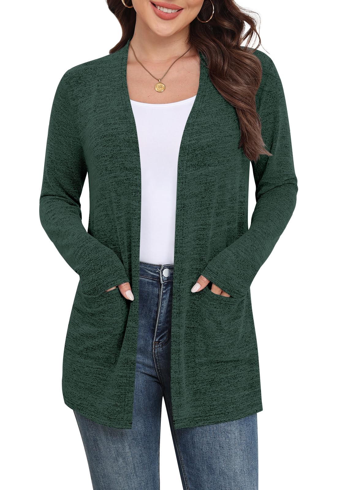 Yincro Women Lightweight Cardigan Long Sleeve Open Front with Pockets S-3XL