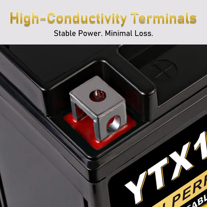 YTX14AH-BS 12V 12Ah Motorcycle Battery, 220CCA Rechargeable Maintenance Free Sealed AGM Battery, Powersport Replacement for ATV, UTV, Scooter