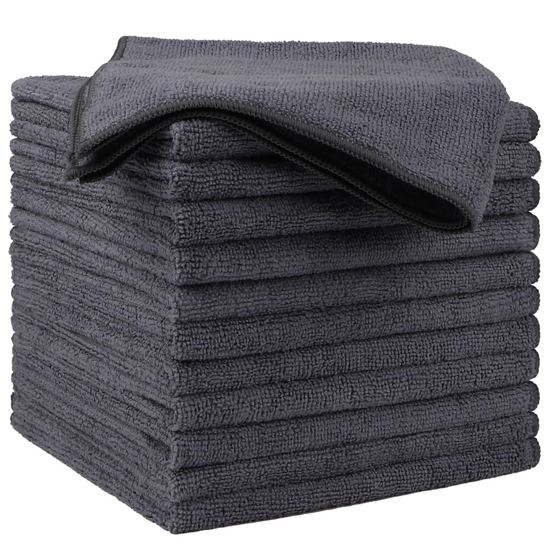 HOMEXCEL Microfiber Cleaning Cloth 12 Pack, 12.5 x 12.5 inch Microfiber Towels for Cars, Ultra Absorbent Washing Cloth, Lint Free Streak Free Cleaning Rags for Car, Kitchen, and Window (Grey)