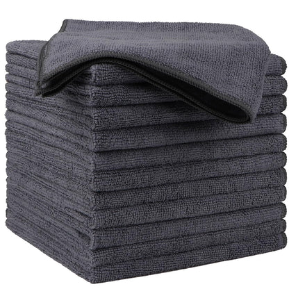 HOMEXCEL Microfiber Cleaning Cloth 12 Pack, 12.5 x 12.5 inch Microfiber Towels for Cars, Ultra Absorbent Washing Cloth, Lint Free Streak Free Cleaning Rags for Car, Kitchen, and Window (Grey)