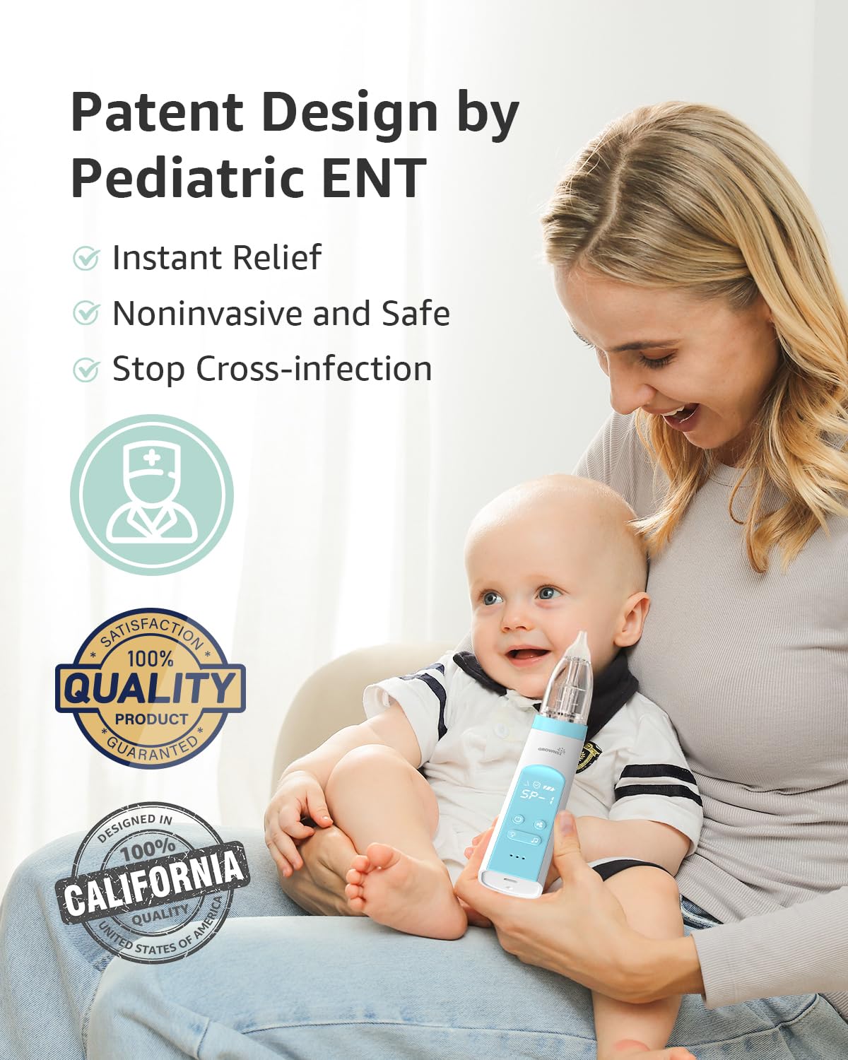 GROWNSY Nasal Aspirator for Baby, Electric Nose Sucker, Powerful Suction