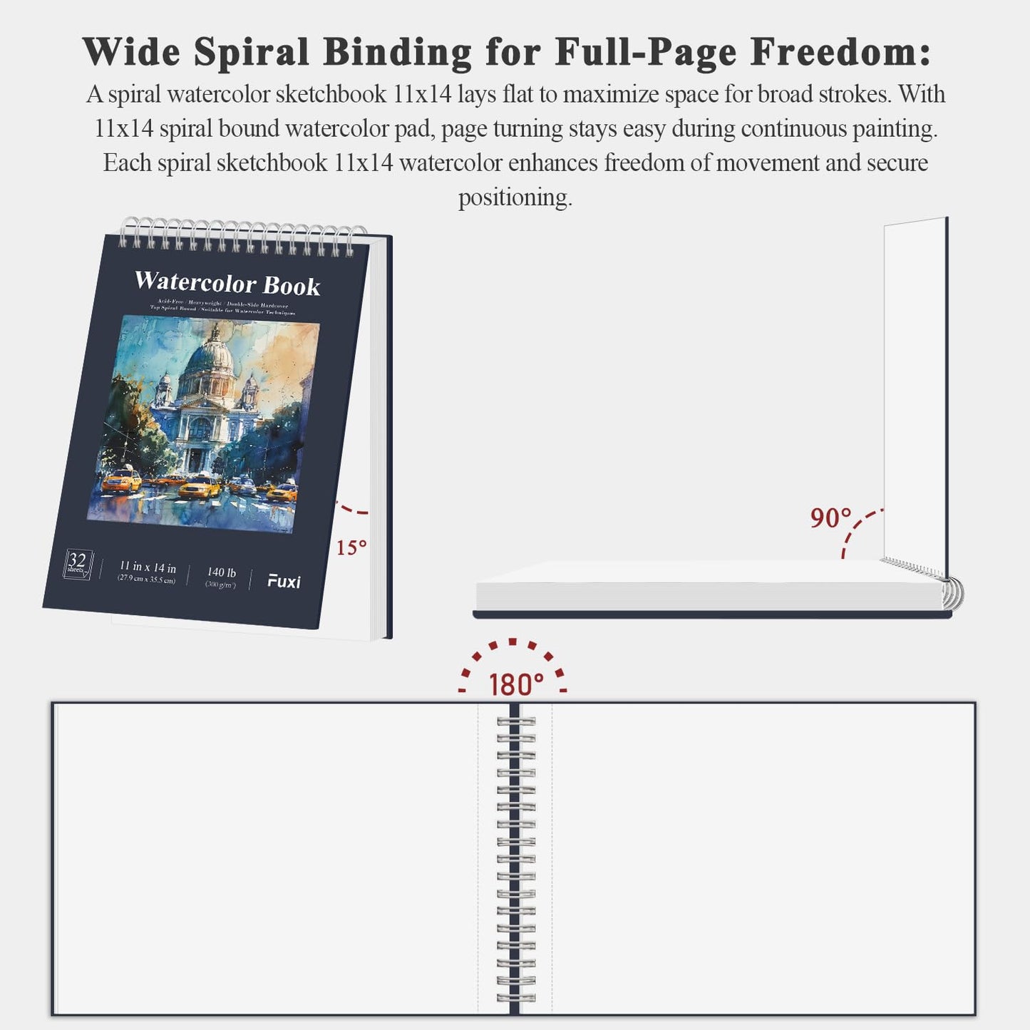 Fuxi 9" x 12" Sketch Book_Top Spiral Bound Sketchbook_100Sheets 68lb/100gsm