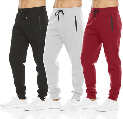 PURE CHAMP Sweatpants for Men 3 Pack Fleece Athletic Workout Joggers Mens Sweatpants with Zipper Pockets Size S-3XL
