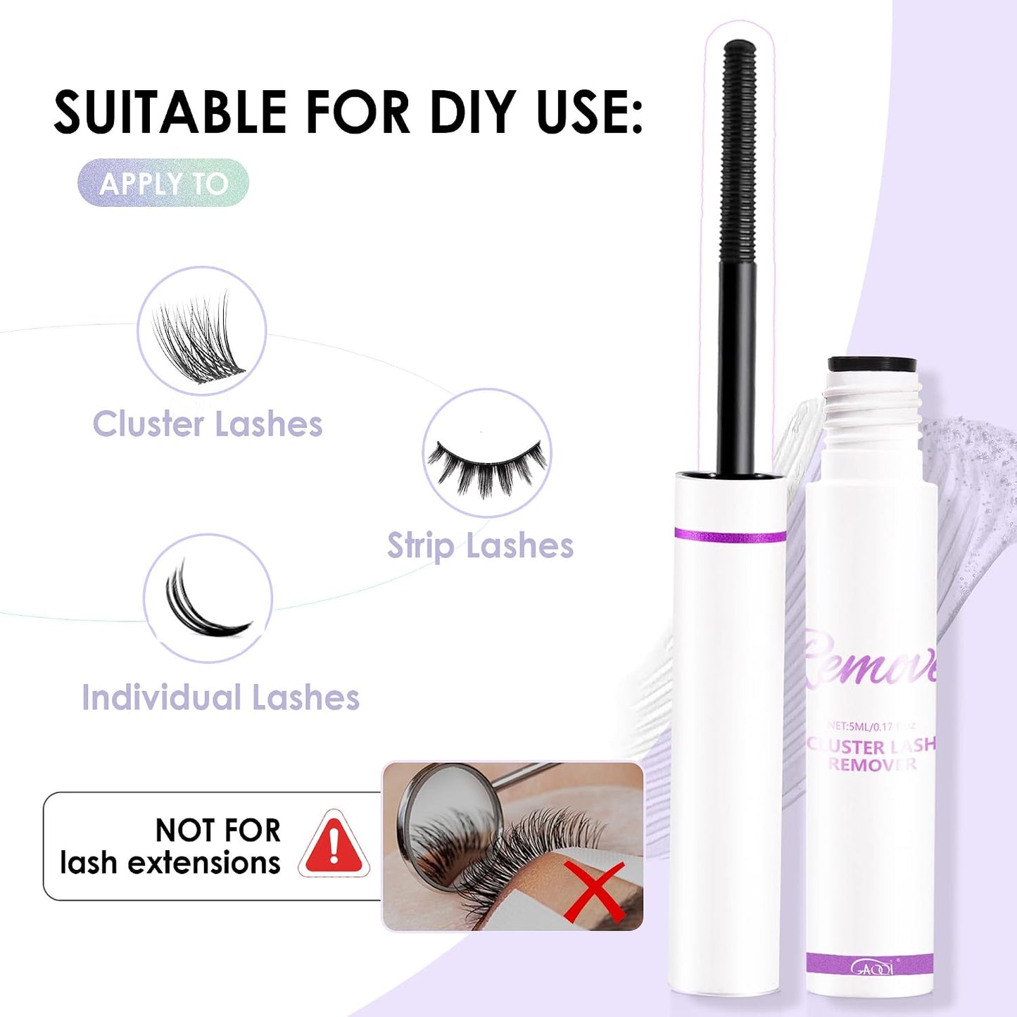 GAQQI Lash Cluster Glue, Waterproof Bond and Seal Lash Glue, Black - 2PCS