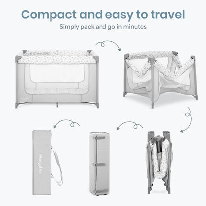 Dream On Me Zodiak Portable Playard, Compact for Travel, Carry Bag, Gray & Pink