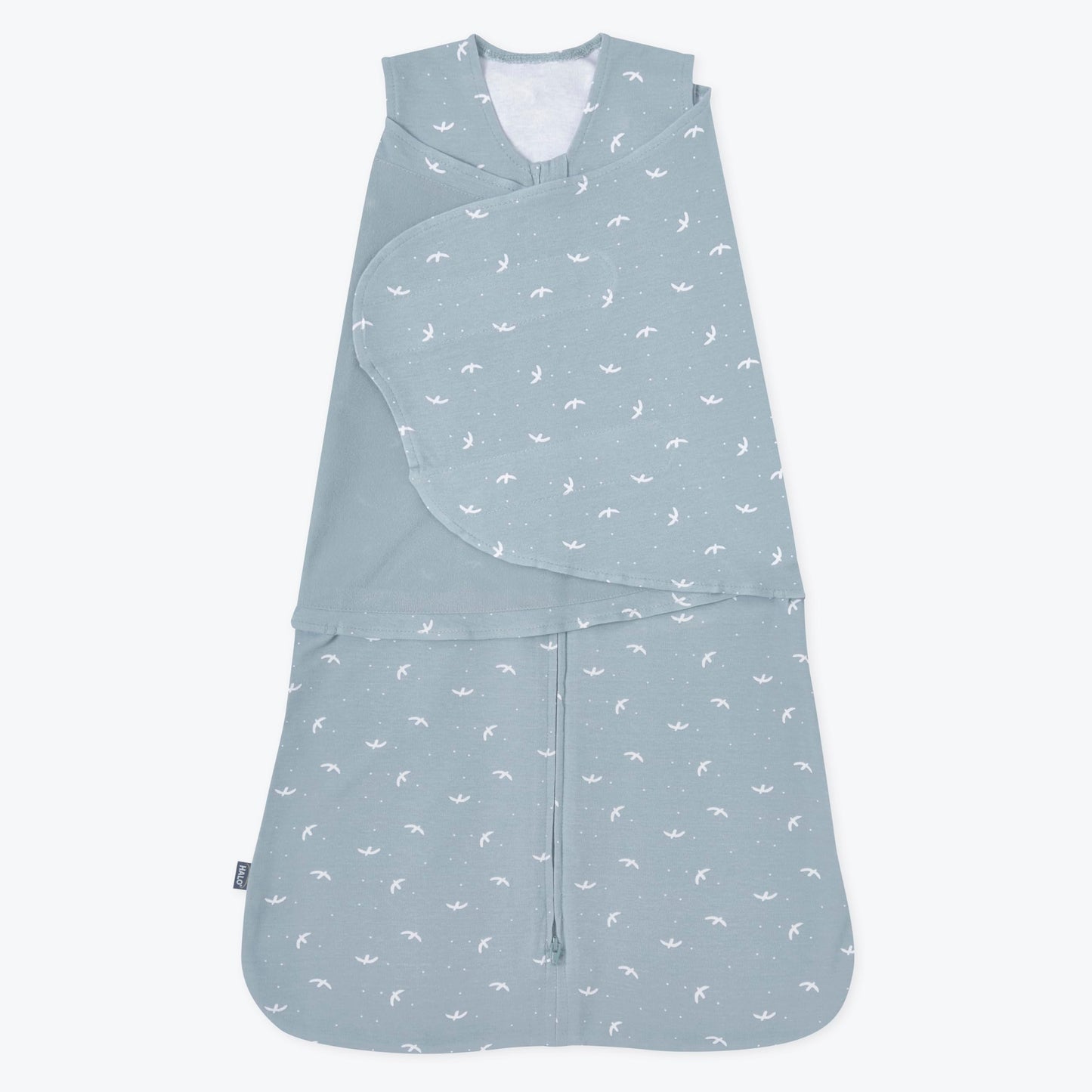 HALO 100% Cotton Sleepsack Swaddle, 3-Way Adjustable Wearable Blanket, TOG 1.5, Baby Blue, Newborn, 0-3 Months