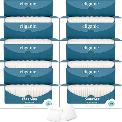 Cliganic Extra Large Face Pads (100 Count) - Soft, Extra Absorbent, Ultra Durable, Hypoallergenic, For Makeup, Nail Polish & Daily Buildup Removal, Toner & Cleanser Application, Dual Sided & Lint-Free