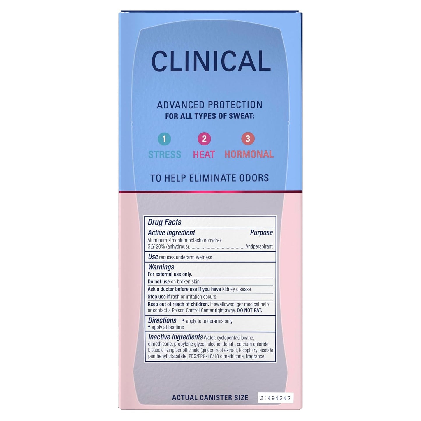Secret Clinical Strength 100HR Sweat & Odor, Clear Gel Antiperspirant Deodorant for Women, 3X Stress Protection with Hyaluronic Acid, PH Balancing Minerals, Clear Lavender Scent, 2.6 oz