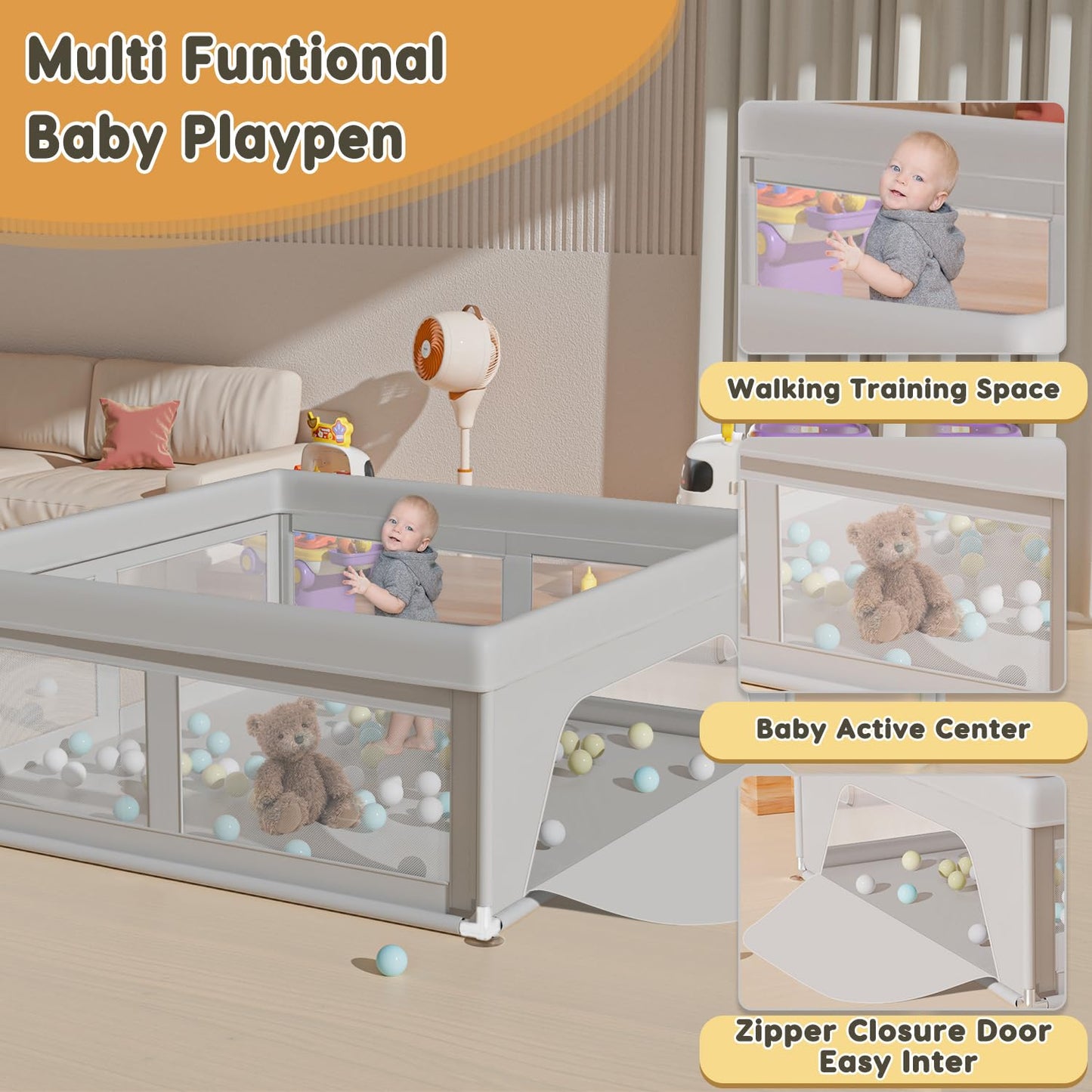 Hiaksedt Baby Playpen 50x50 Inch, Play Pens for Babies and Toddlers