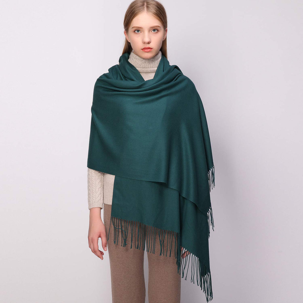RIIQIICHY Women's Fringe Shawl Wrap Pashmina Scarf for Wedding Evening