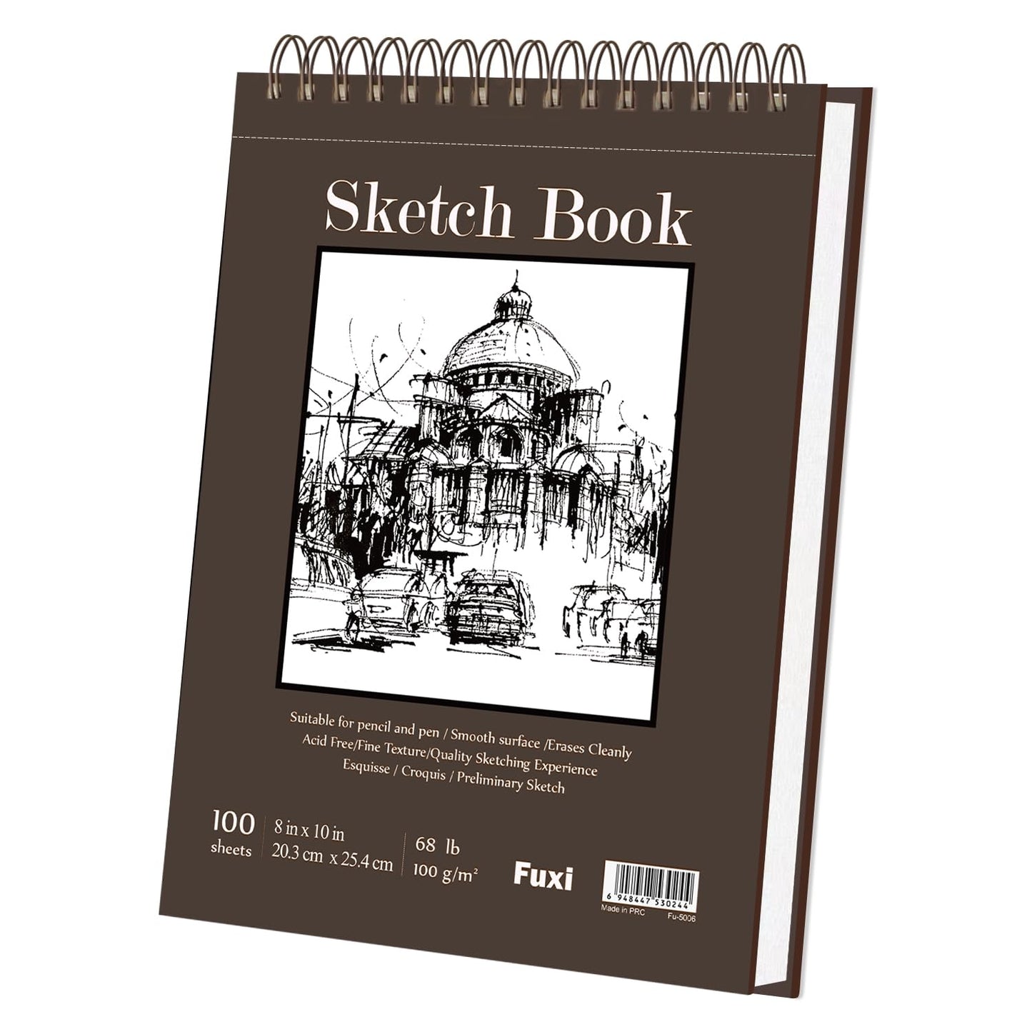 Fuxi 9" x 12" Sketch Book_Top Spiral Bound Sketchbook_100Sheets 68lb/100gsm