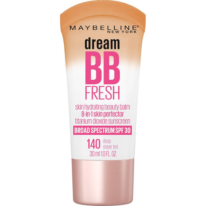 MAYBELLINE Dream Fresh Skin Hydrating BB Cream, 8-in-1 Skin Perfecting Beauty Balm With Broad Spectrum Spf 30, Sheer Tint Coverage, Oil-Free, Deep, 1 Fl Oz