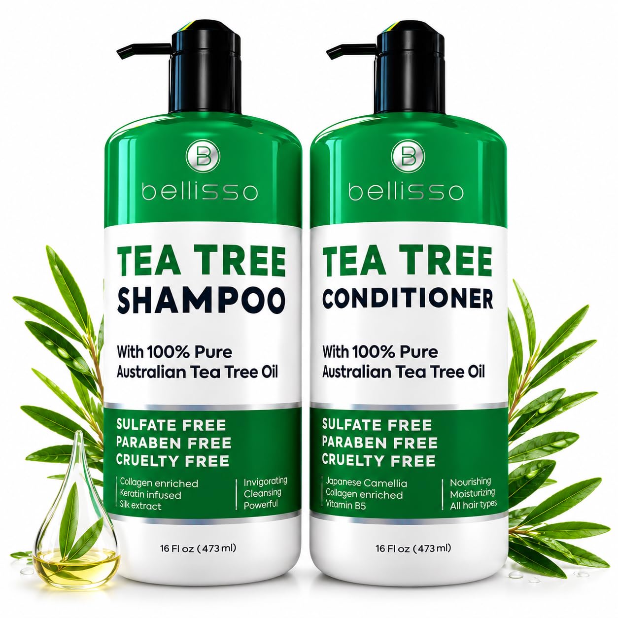 Caffeine Shampoo and Conditioner Set - Volumizing Products for Women and Men - Thickening, Volume Boosting Formula for Thinning and Fine Hair - Sulfate Free, No Parabens - Hydrating, Salon Grade