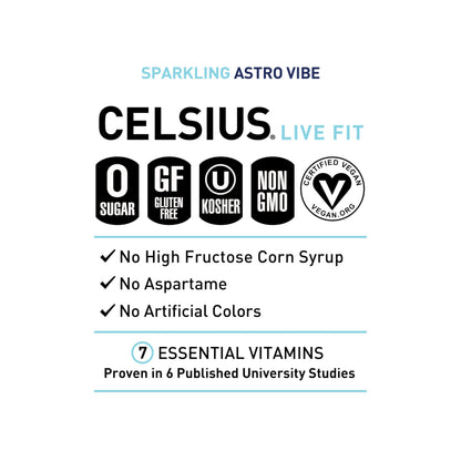 CELSIUS Sparkling Tropical Vibe, Functional Essential Energy Drink 12 Fl Oz (Pack of 12)