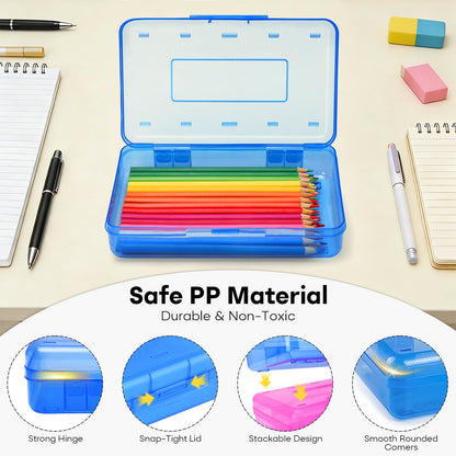Clear Plastic Hard Pencil box Case with Personalized Sticker for Girl Boy