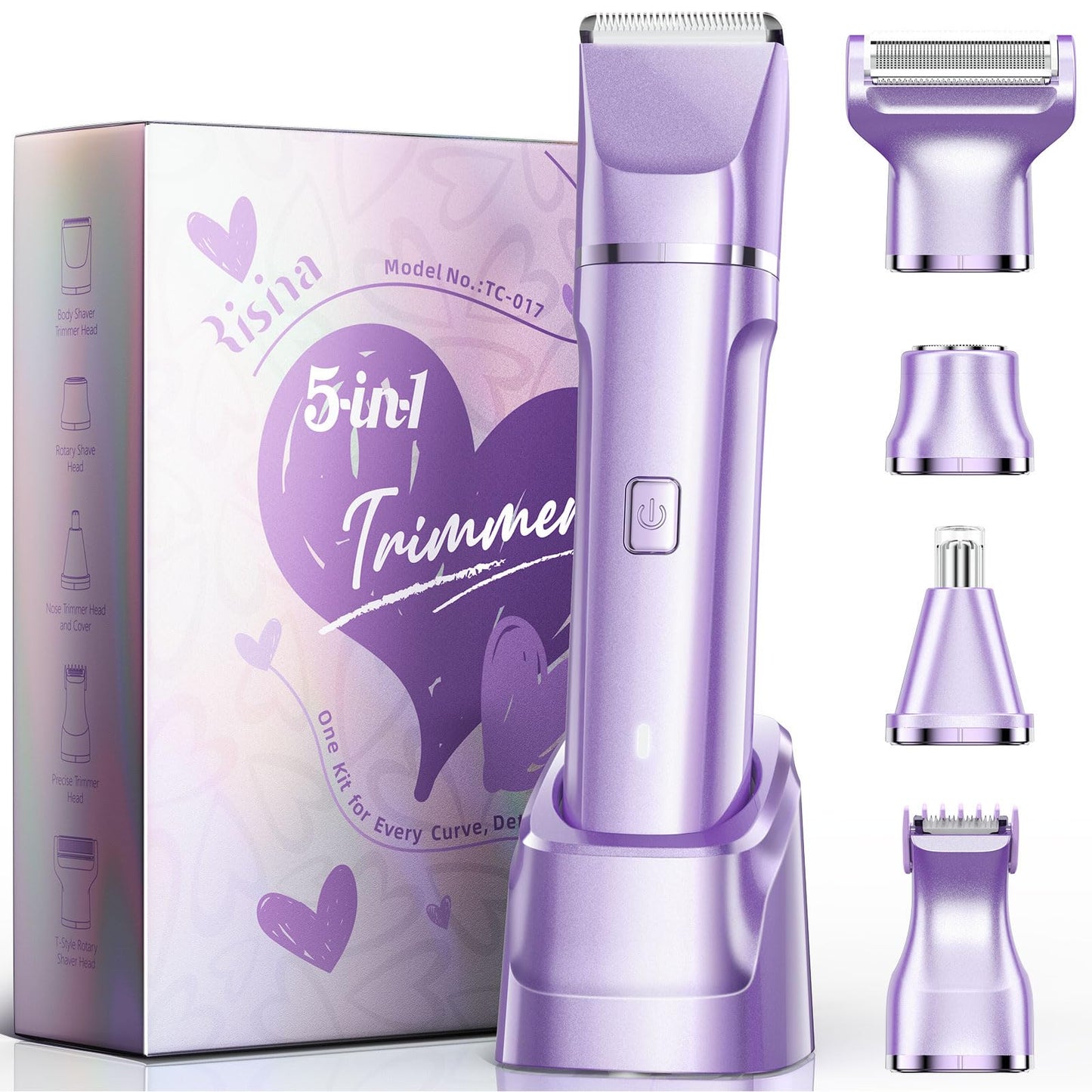 Risina 2-in-1 Bikini Trimmer for Women, Women's Electric Razor, Face Shaver