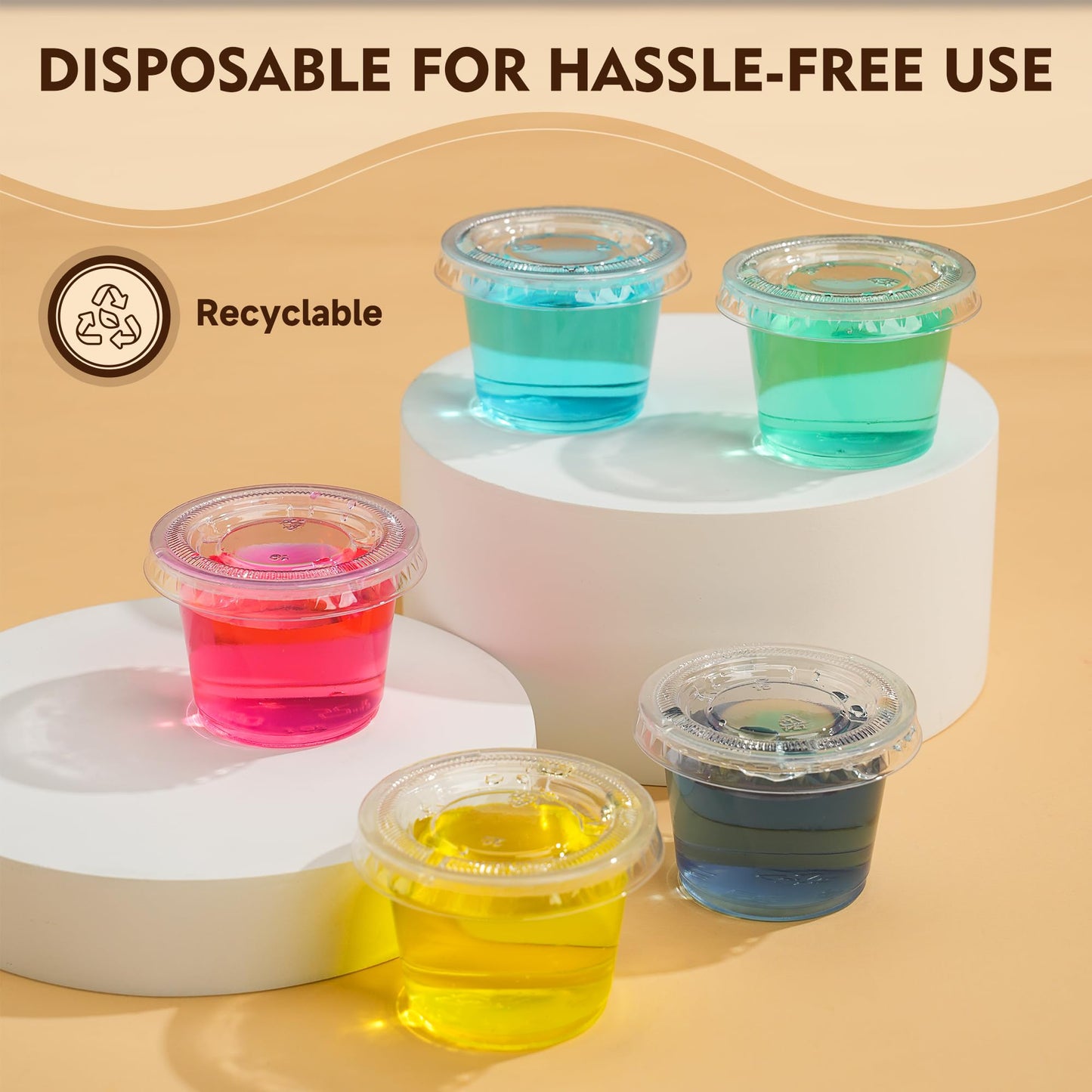 YEEHAW 100 Sets - 2 oz Jello Shot Cups with Lids, Portion Cups, Clear Disposable Plastic Jello Shot Cups for Meal Prep, Salad Dressing, Soufflé, Portion Containers (Pack of 2)