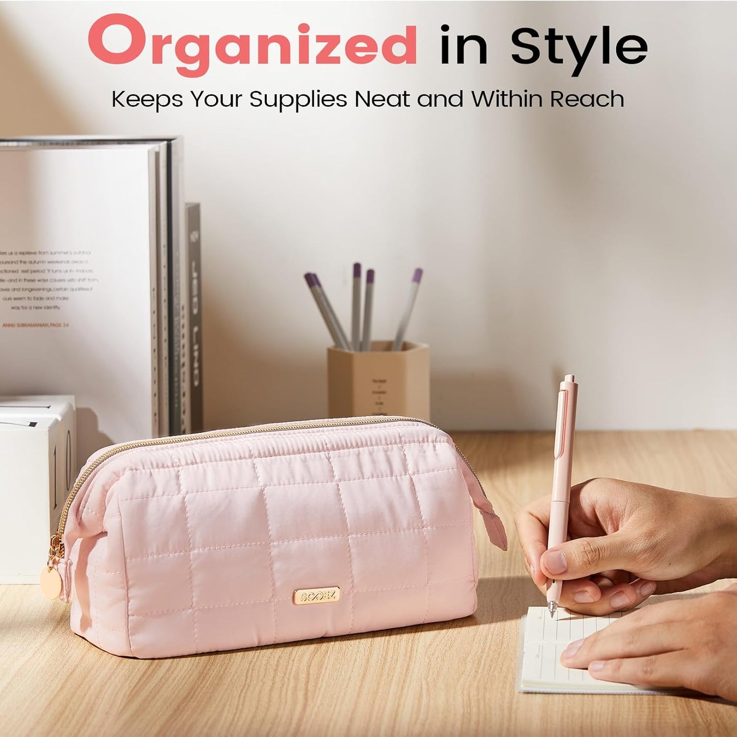 Sooez Large Pencil Case Pouch, Soft Pencil Bag with Zipper, Pen Bag