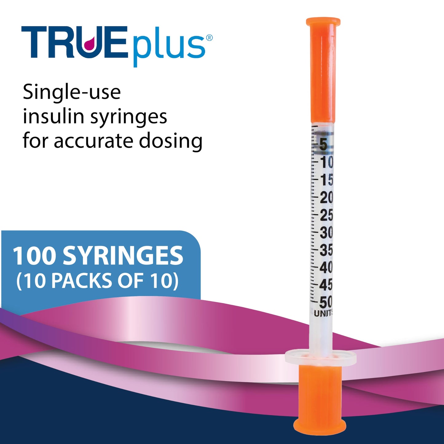 TRUEplus Single-Use Insulin Syringes, 31G, 0.3cc, 5/16 Inch, 100 Count