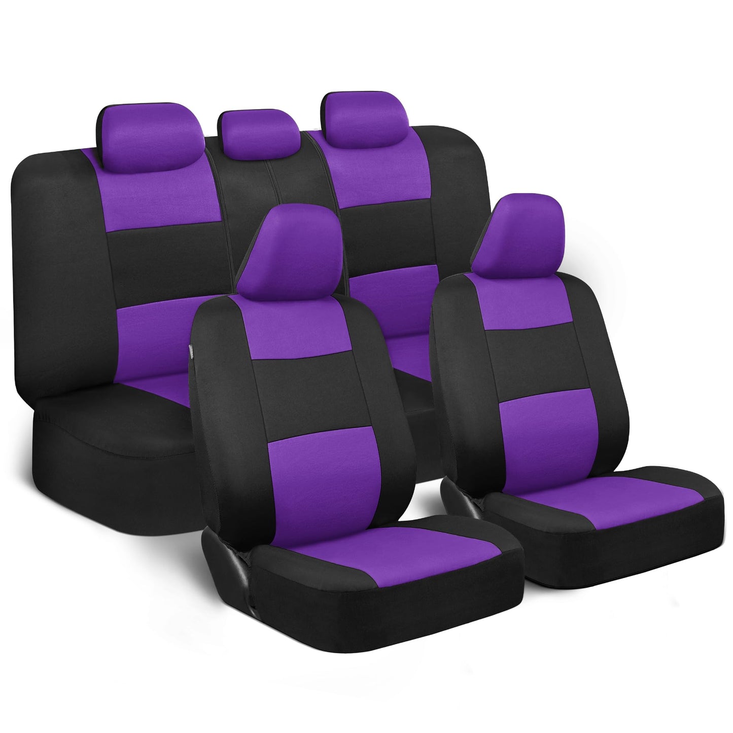 BDK PolyPro Car Seat Covers Full Set in Solid Black, Front and Rear Split Bench Seat Covers for Cars, Easy to Install Car Seats Cover Set and Accessories for Auto Trucks Van SUV - Solid Black