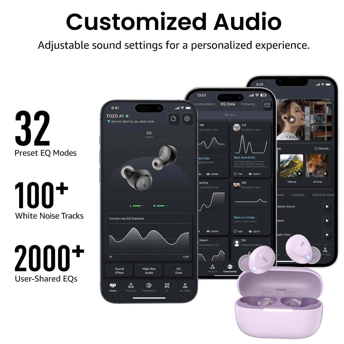 TOZO A1 Wireless Earbuds Bluetooth 5.3 Light Weight in Ear Headphones