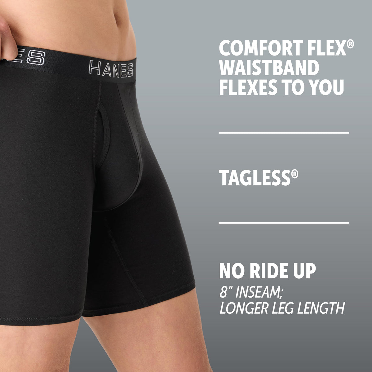 Hanes Men's Boxer Brief Underwear Pack, Stretch Cotton Boxer Briefs for Men, Moisture-wicking, 6-pack