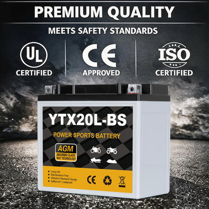 YTX14AH-BS 12V 12Ah Motorcycle Battery, 220CCA Rechargeable Maintenance Free Sealed AGM Battery, Powersport Replacement for ATV, UTV, Scooter