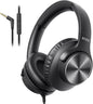 Wired Headphones with Mic, Over-Ear 3.5mm Corded Headphone for School Black