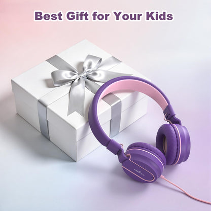 AILIHEN I35 Kids Headphones for School with Mic, 93dB Safe Volume, Orange