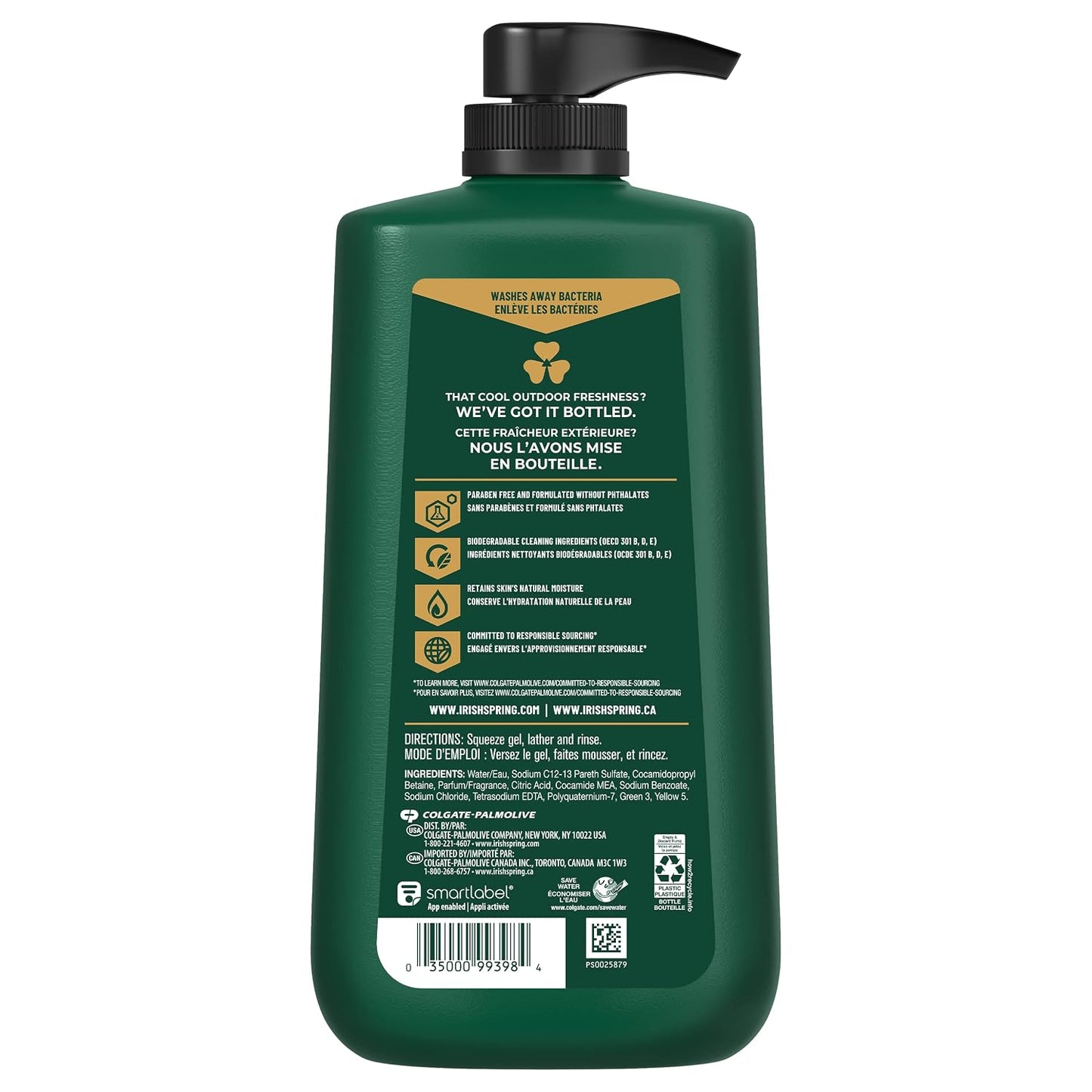 Irish Spring Mens Body Wash, Moisture Blast Body Wash for Men, Feel Fresh All Day, 30 Oz Pump Bottle