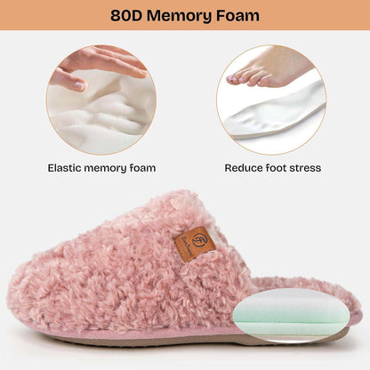 EverFoams Women's Fuzzy Slippers Warm Cozy Memory Foam Indoor House Shoes
