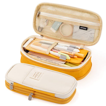 EASTHILL Big Capacity Pencil Pen Case Office College School Large Storage High Capacity Bag Pouch Holder Box Organizer Blue (Pink)