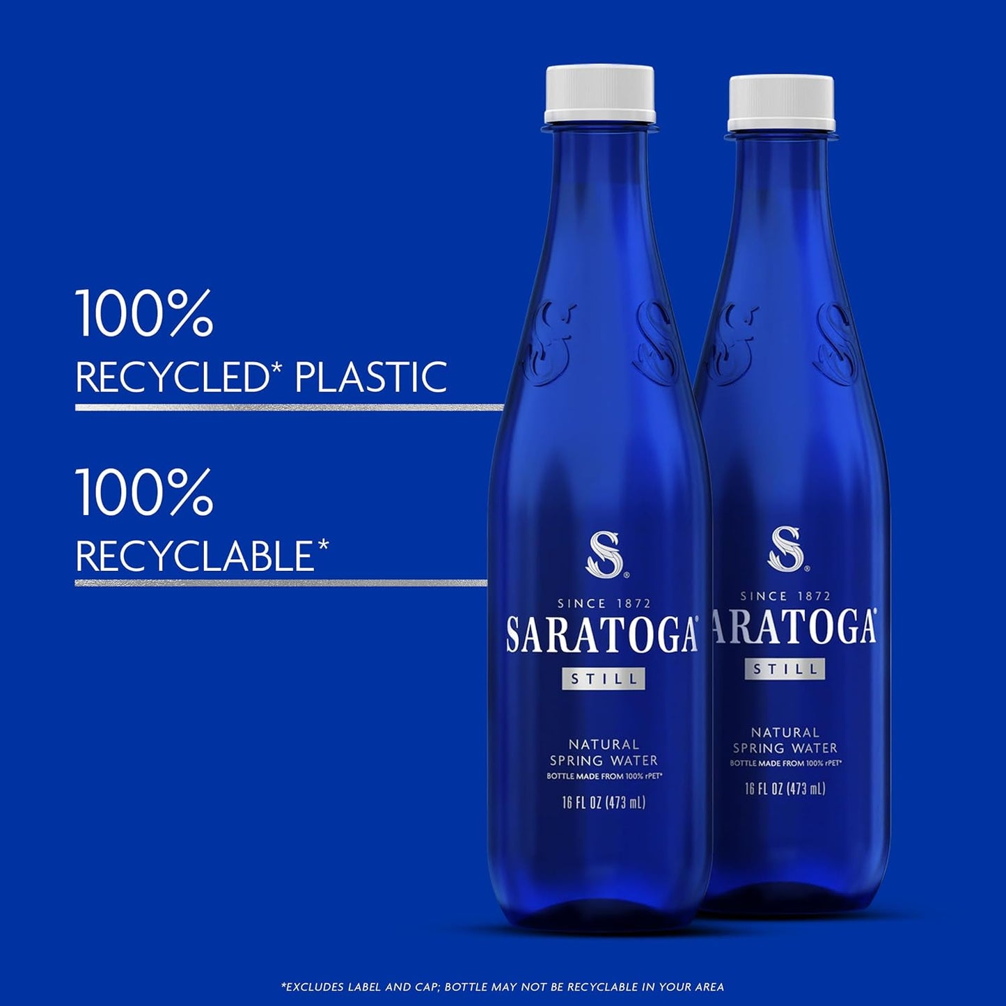 Saratoga Sparkling Water Bottles, 24-Pack – Carbonated Spring Bottled Water – Recycled PET Plastic Bottles – 16 Fl Oz