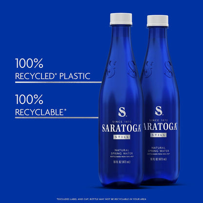 Saratoga Sparkling Water Bottles, 24-Pack – Carbonated Spring Bottled Water – Recycled PET Plastic Bottles – 16 Fl Oz