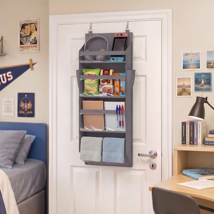 Lifewit 1 Pack Over the Door Organizer, 5 Section Hanging Storage, Beige
