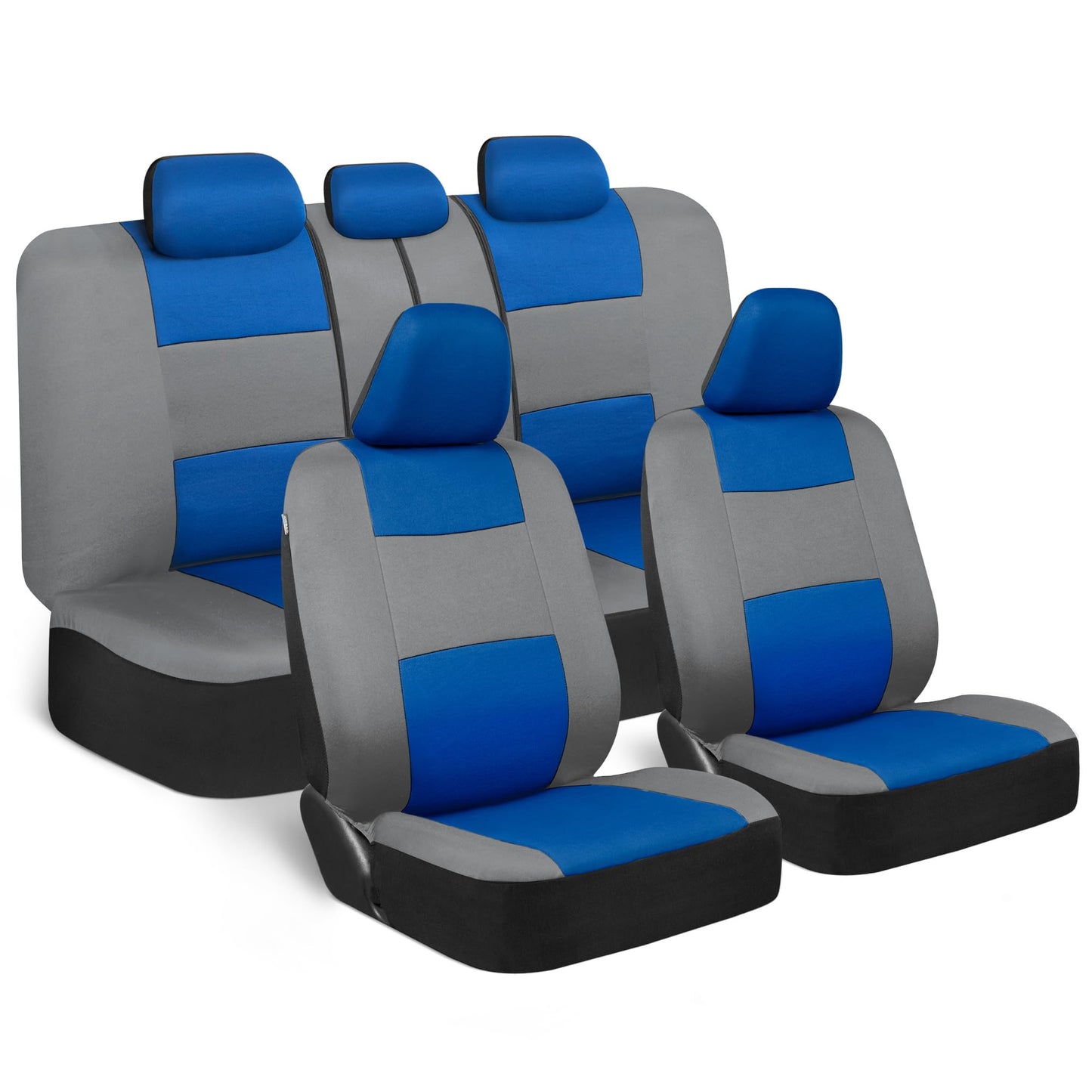 BDK PolyPro Car Seat Covers Full Set in Solid Black, Front and Rear Split Bench Seat Covers for Cars, Easy to Install Car Seats Cover Set and Accessories for Auto Trucks Van SUV - Solid Black