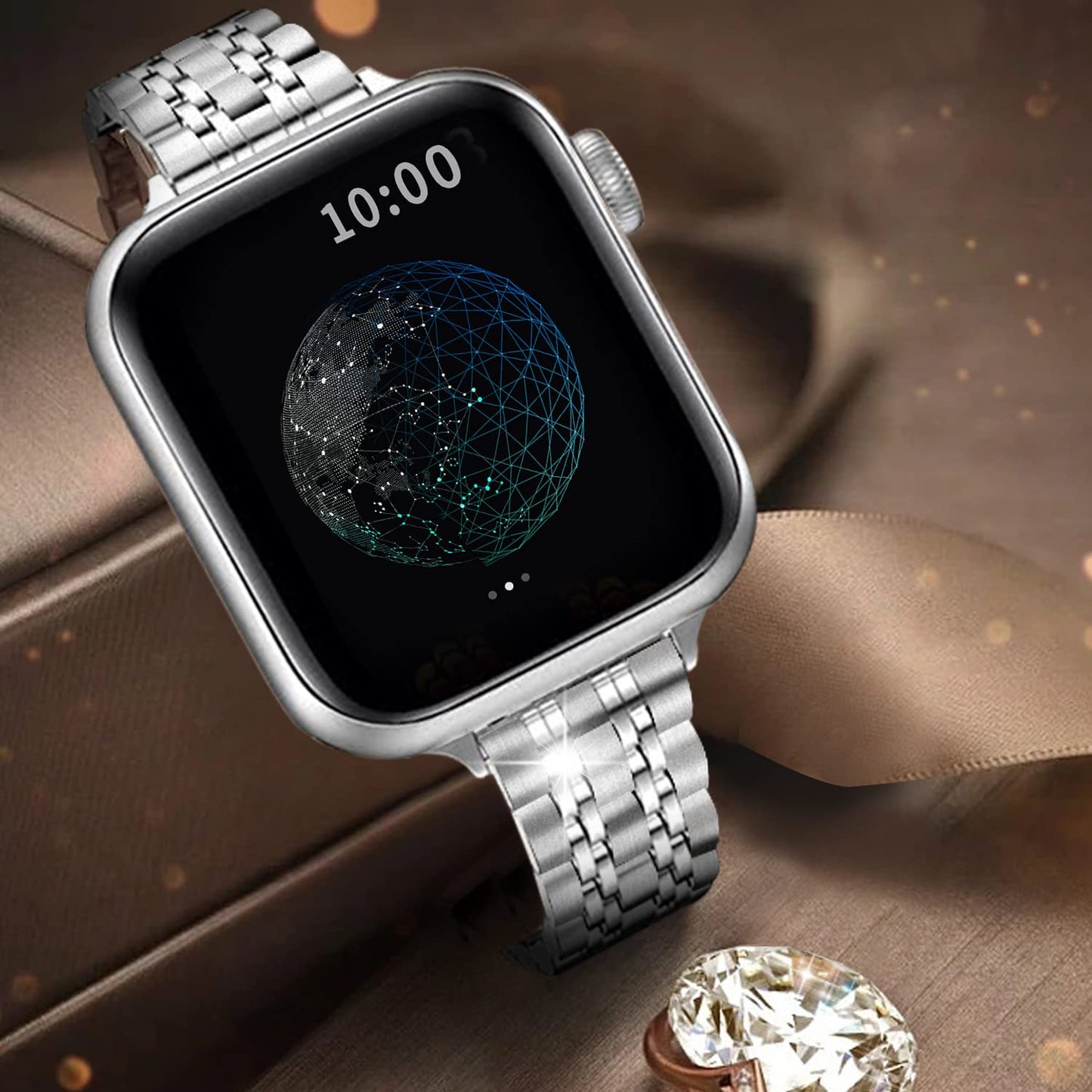 QUNDAXI Slim Watch Band Compatible with Apple Watch 41mm 45mm 42mm 44mm 40mm 38mm Metal Stainless Steel Watchband Suitable for iWatch 11/10/9/8/7/6/5/4/3/2/1/SE Series Women Luxury Strap