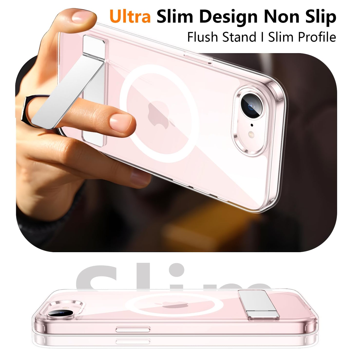 SPIDERCASE Magnetic for iPhone 17 Pro Max Case,with Kickstand,Clear