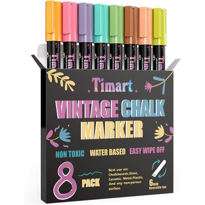 Timart Fine Tip Chalk Markers, Liquid Chalk Pens-8 Pack, 1mm Point