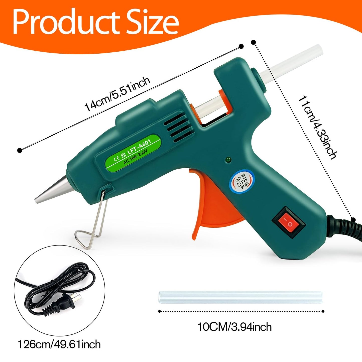 SHJADE Hot Glue Gun with 30 Glue Sticks, 20W Mini Hot Melt Gun Kit(White)