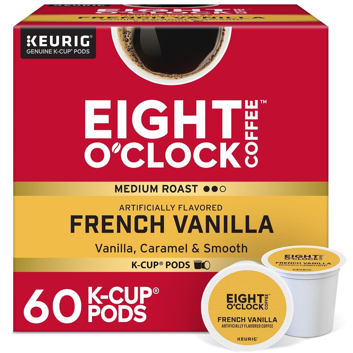Eight O'Clock Coffee Hazelnut, Single-Serve Keurig K-Cup Pods, Flavored Medium Roast Coffee Pods, 96 Count
