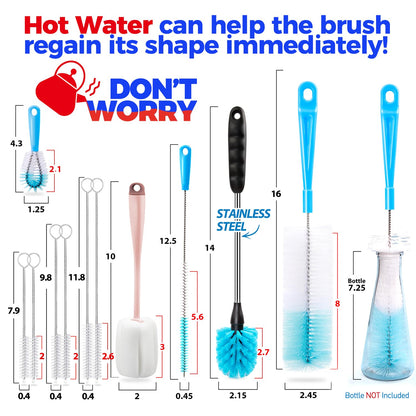 Holikme Bottle Brush Tube Cleaning Lab Set with Long Handle,White