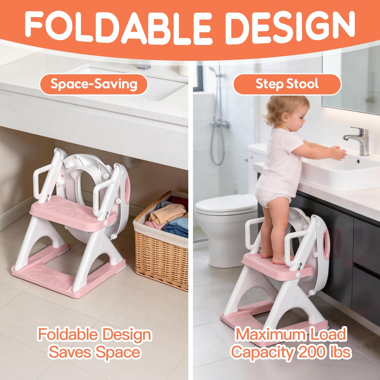 Potty Training Toilet for Toddlers, 2-in-1 Potty Training seat, Anti-Slip