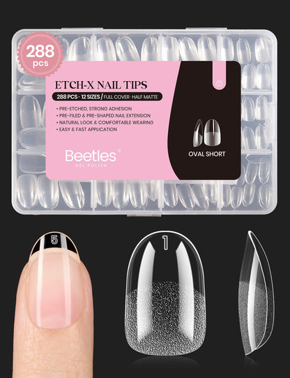 Beetles Soft Gel Nail Tips Short Almond 288pcs in 12 Sizes Etch-X
