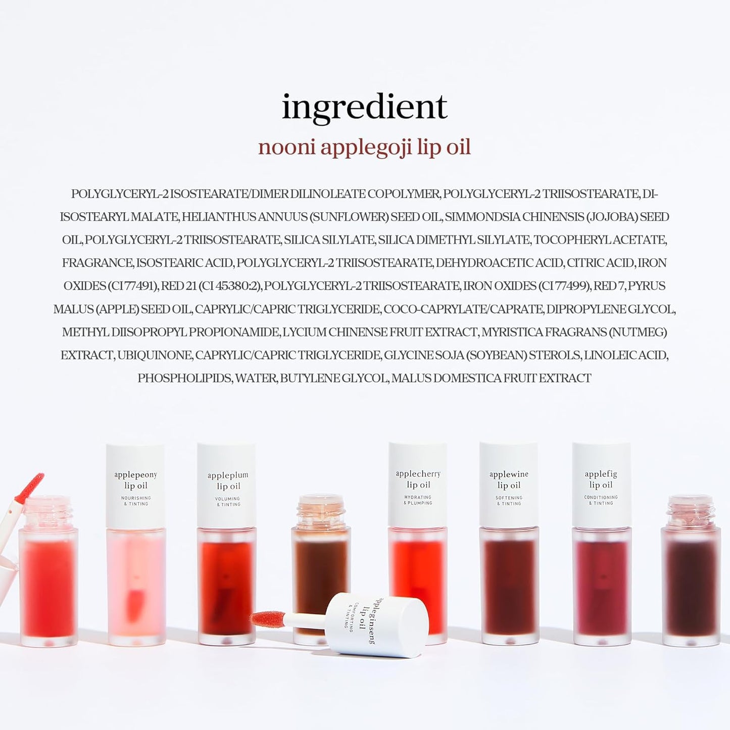 NOONI Korean Lip Oil - Applepeony - pH Color-Changing Plumping Lip Gloss