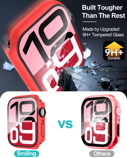 Smiling 2 Pack Case Compatible with Apple Watch SE 3 (2025)/ SE 2/ SE/Series 6/5/4 40mm with Tempered Glass Screen Protector, Hard PC Case Overall Protective Cover- 1 Blue+ 1 Transparent